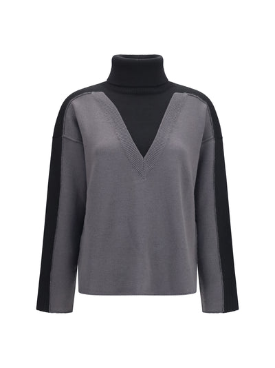 two-tone high-neck sweater