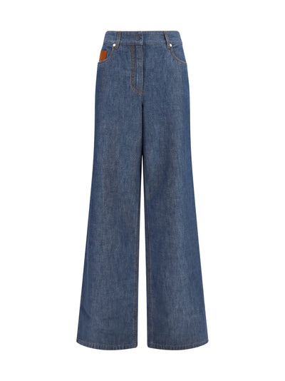 wide-leg chambray jeans