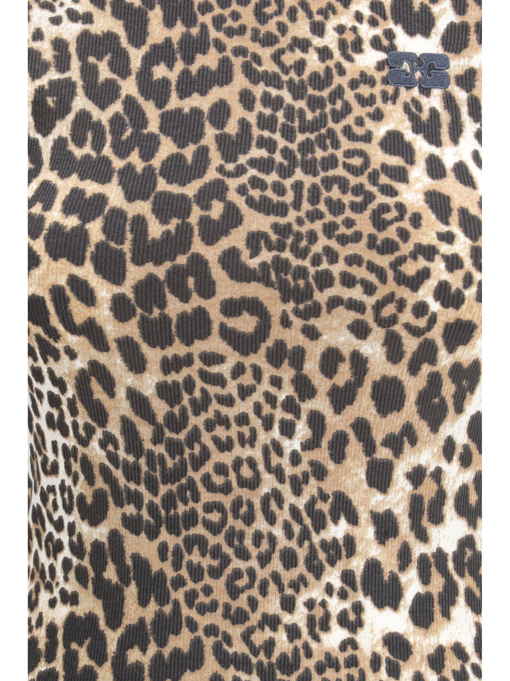 GANNI L leopard rib t-shirt