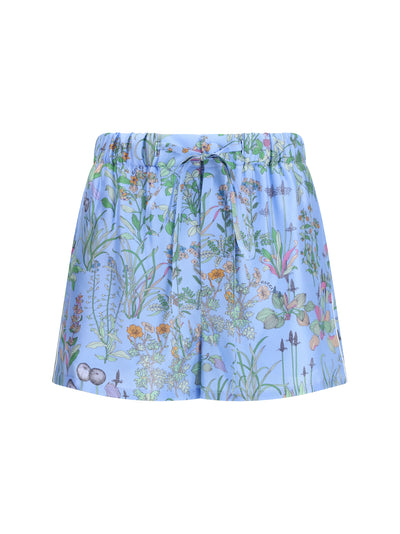 printed silk twill shorts