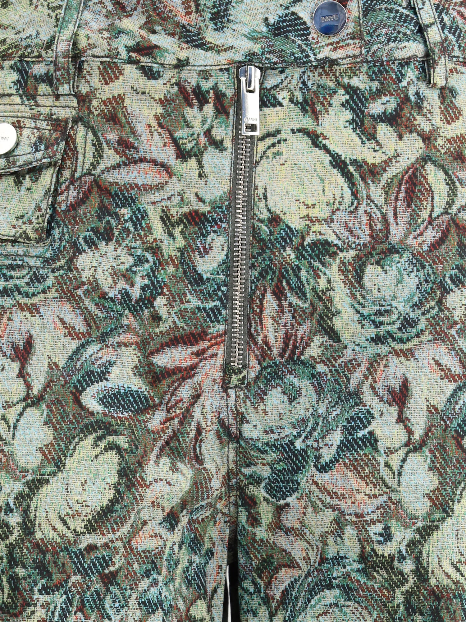 GANNI 36 printed stretched cotton pants