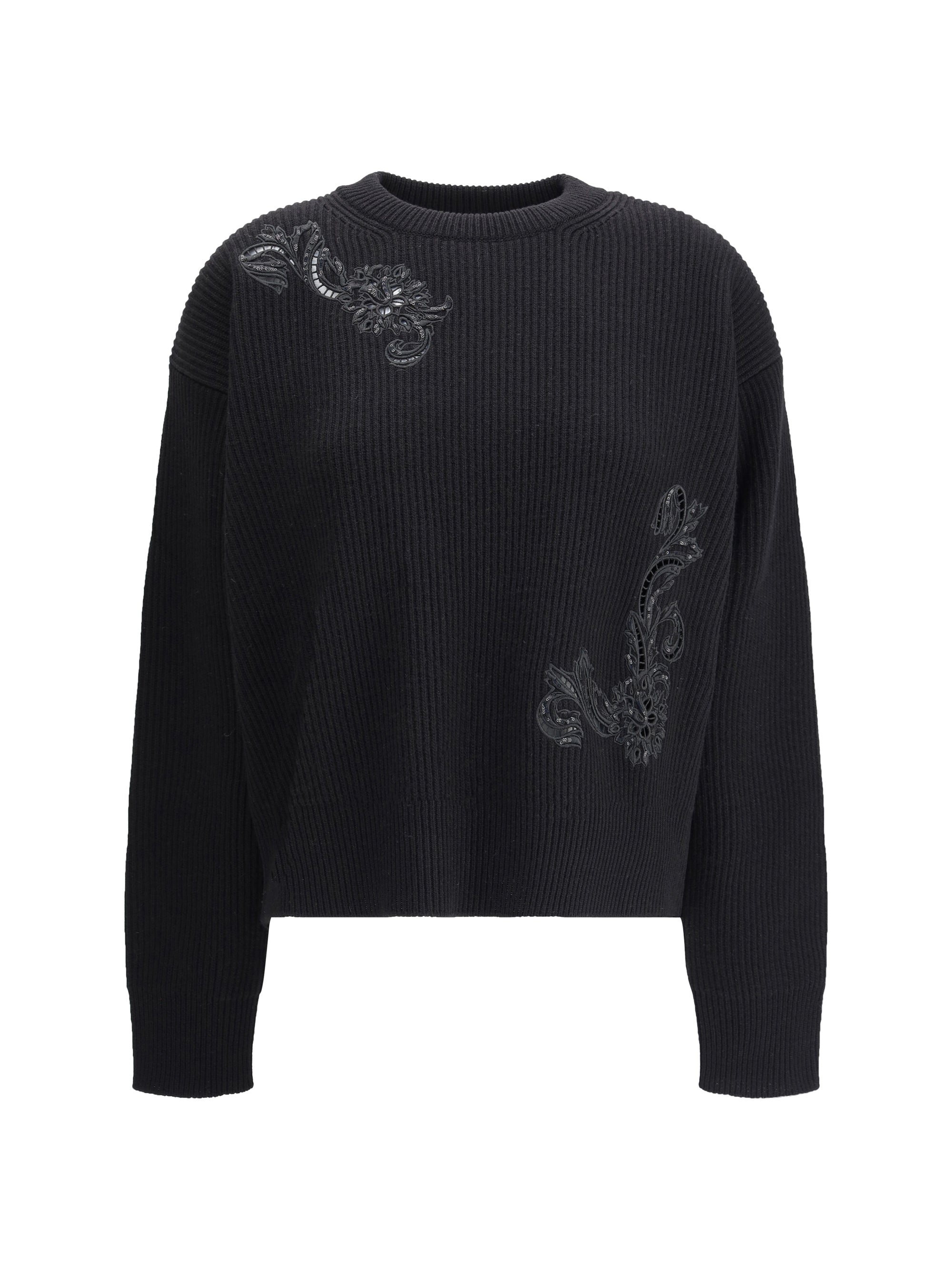 VERSACE 38 barocco leaf embroidered sweater