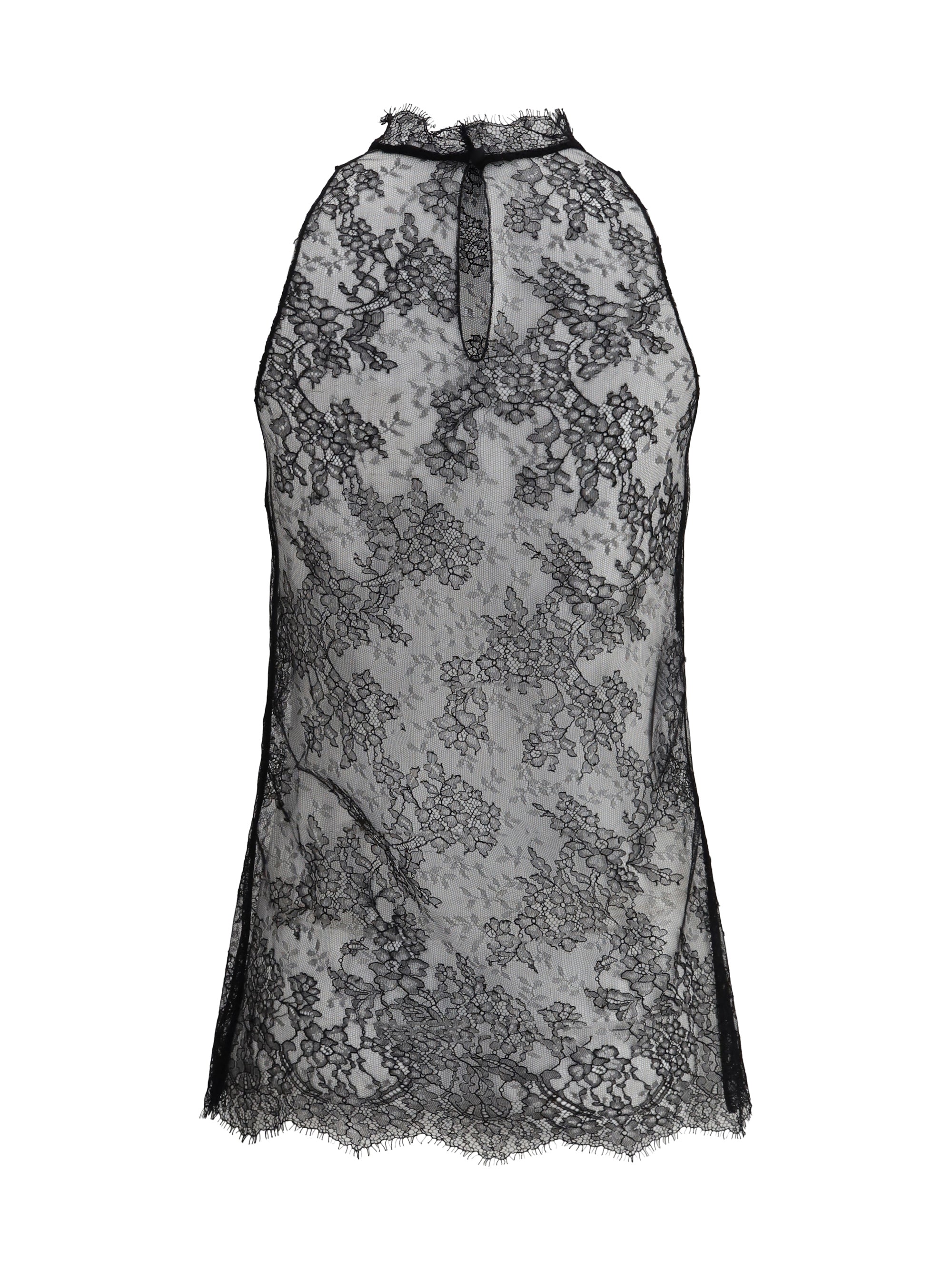 ALEXANDER MCQUEEN 42 sleeveless black lace top