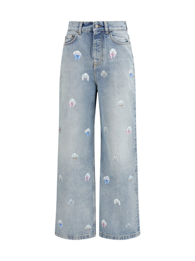 poodle-print baggy jeans
