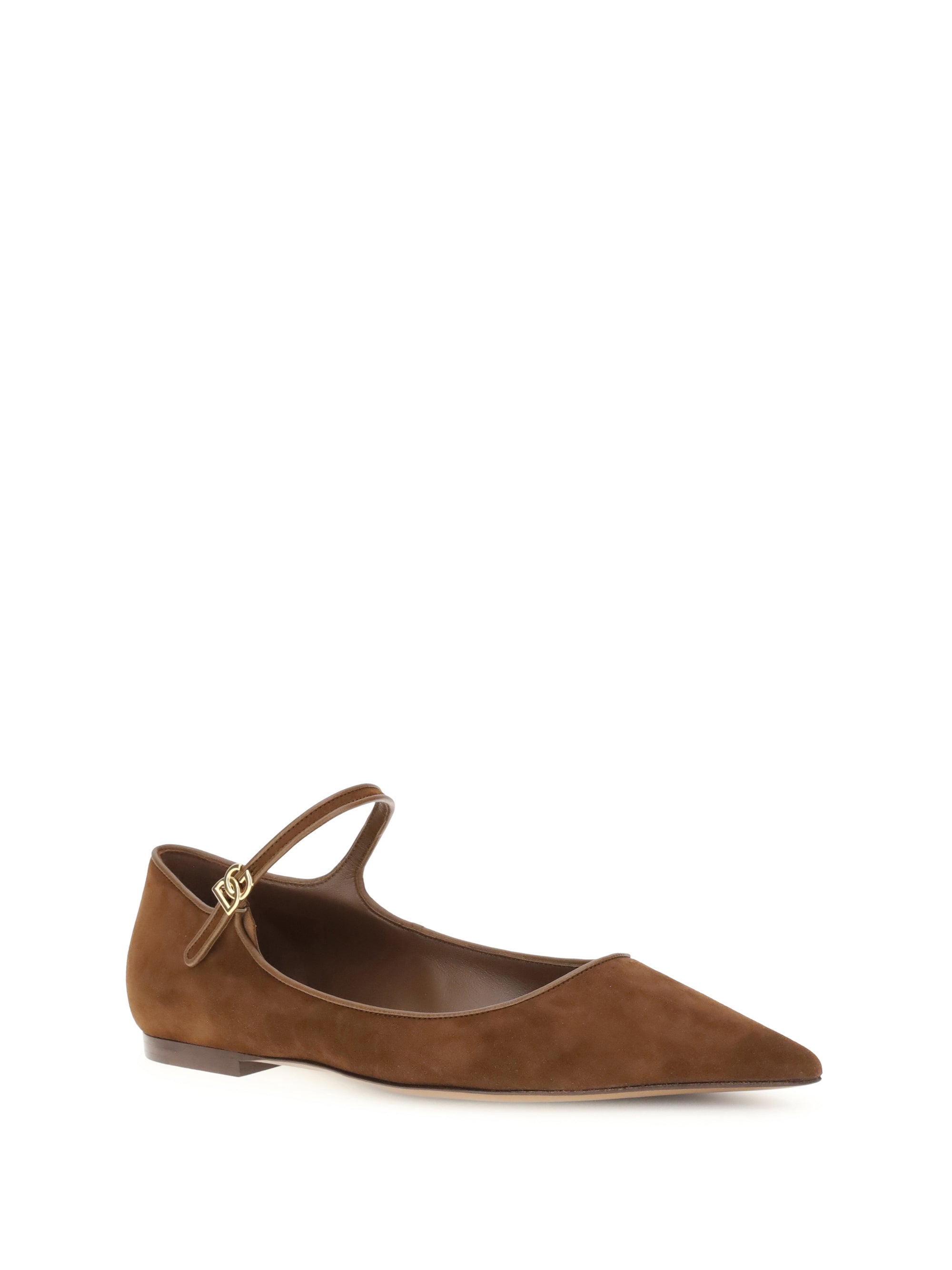 DOLCE & GABBANA 36.5 suede and nappa leather ballerinas
