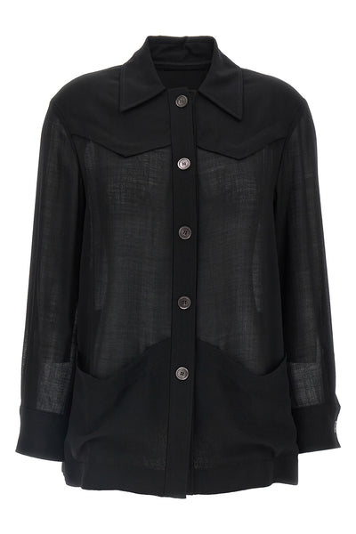 shirt-style jacket in light semi-transparent wool