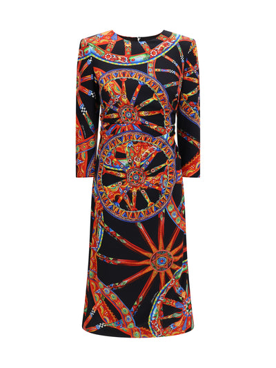 carretto print charmeuse dress