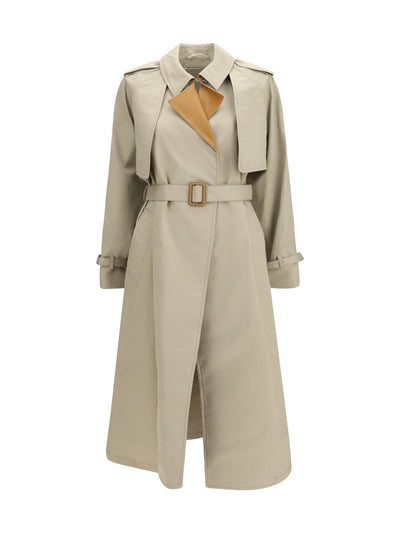 layered classic twill trench coat