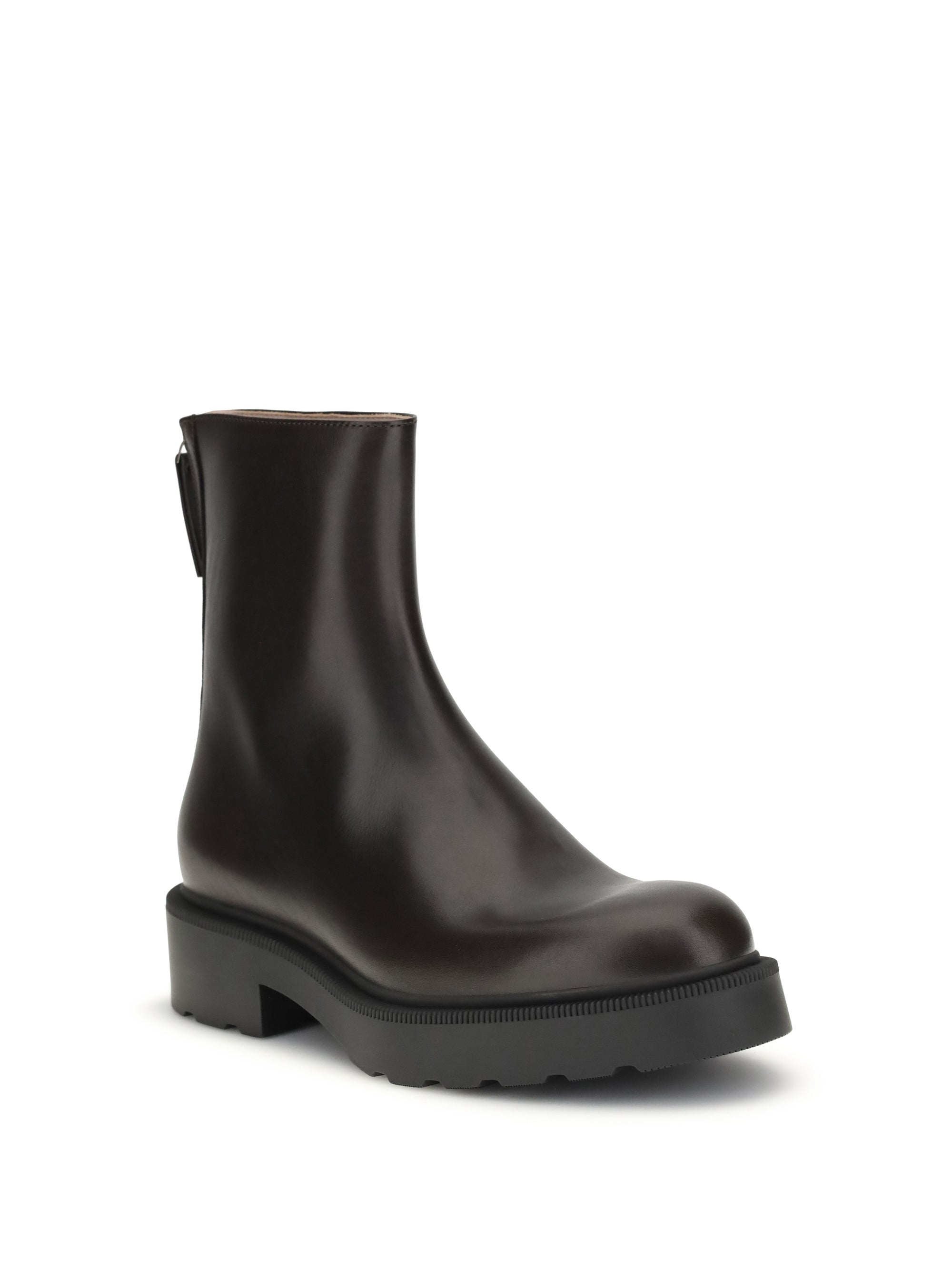 THE ROW 38 nobilis practical boots in polished calf leather