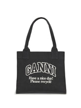 GANNI OS logo canvas tote bag