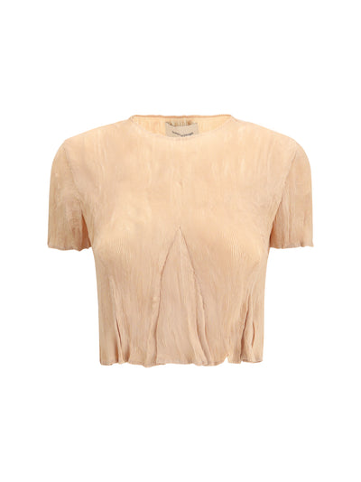 short-sleeved pleated top