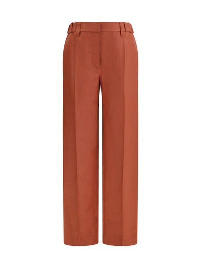 wide-leg pants in linen with elastic waistband and belt loops