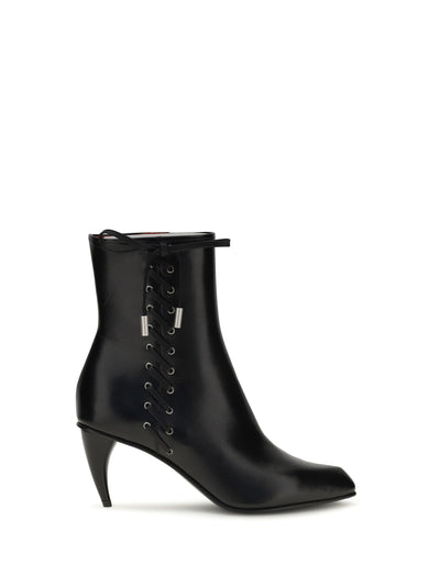 curved-heel ankle boots with side lacing