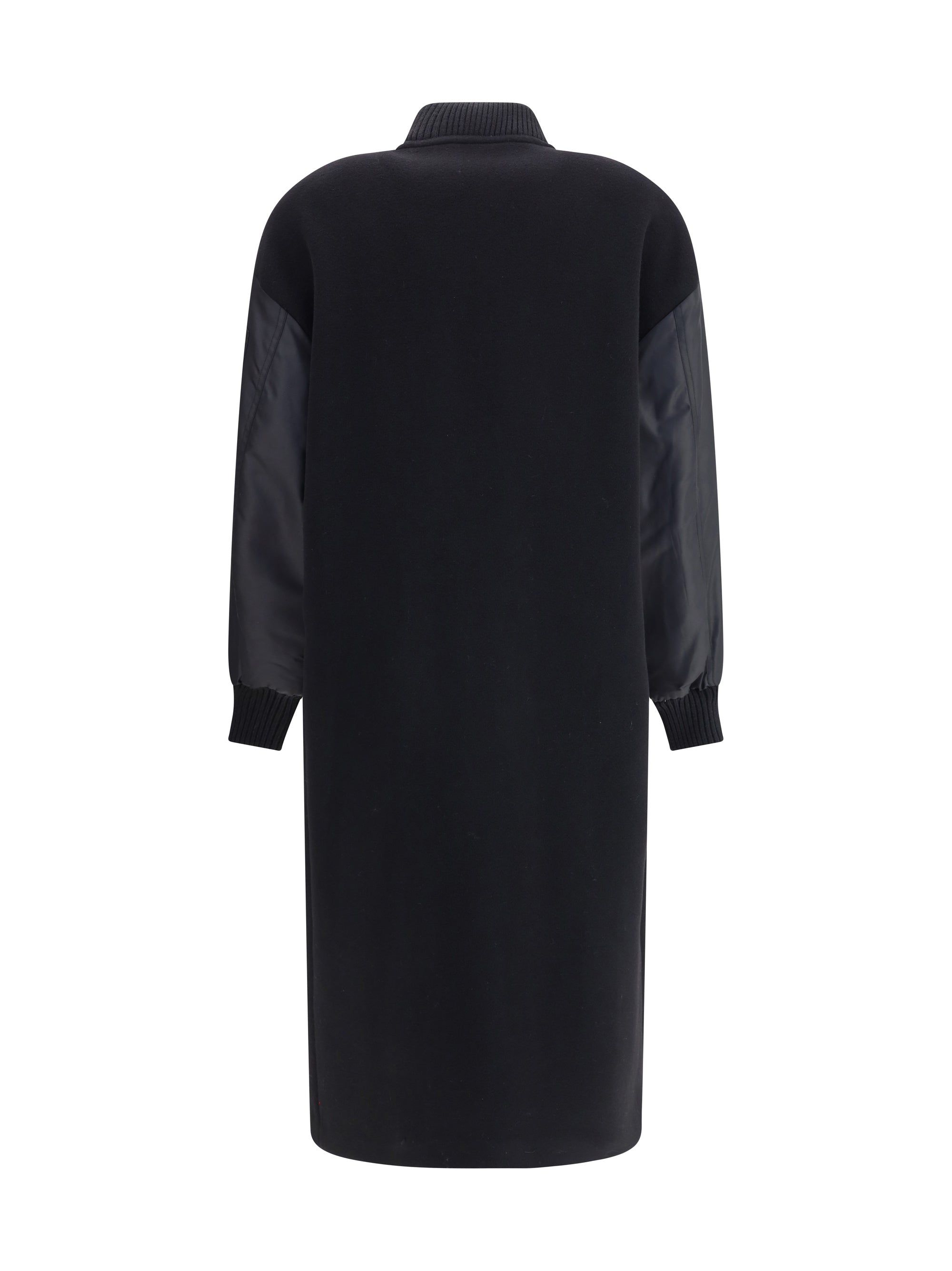 PINKO M long coat in wool-blend cloth and technical satin