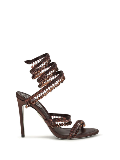chandelier sandals in satin