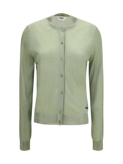 cardigan crewneck in viscose with embroidered logo