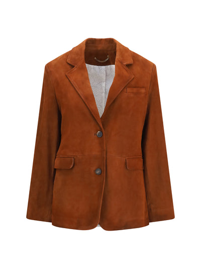 single-breasted leather jacket