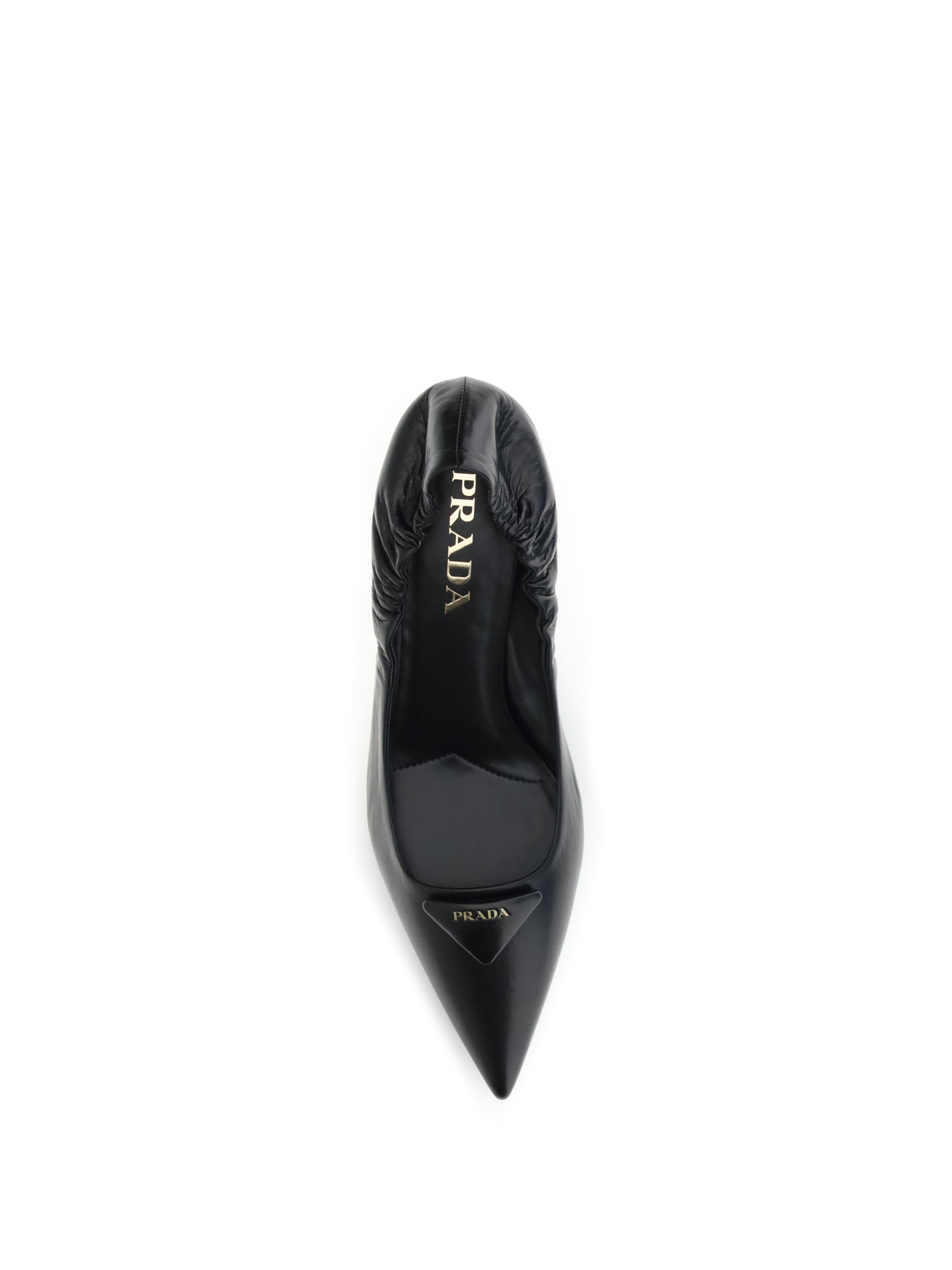 PRADA 36 leather logo pumps