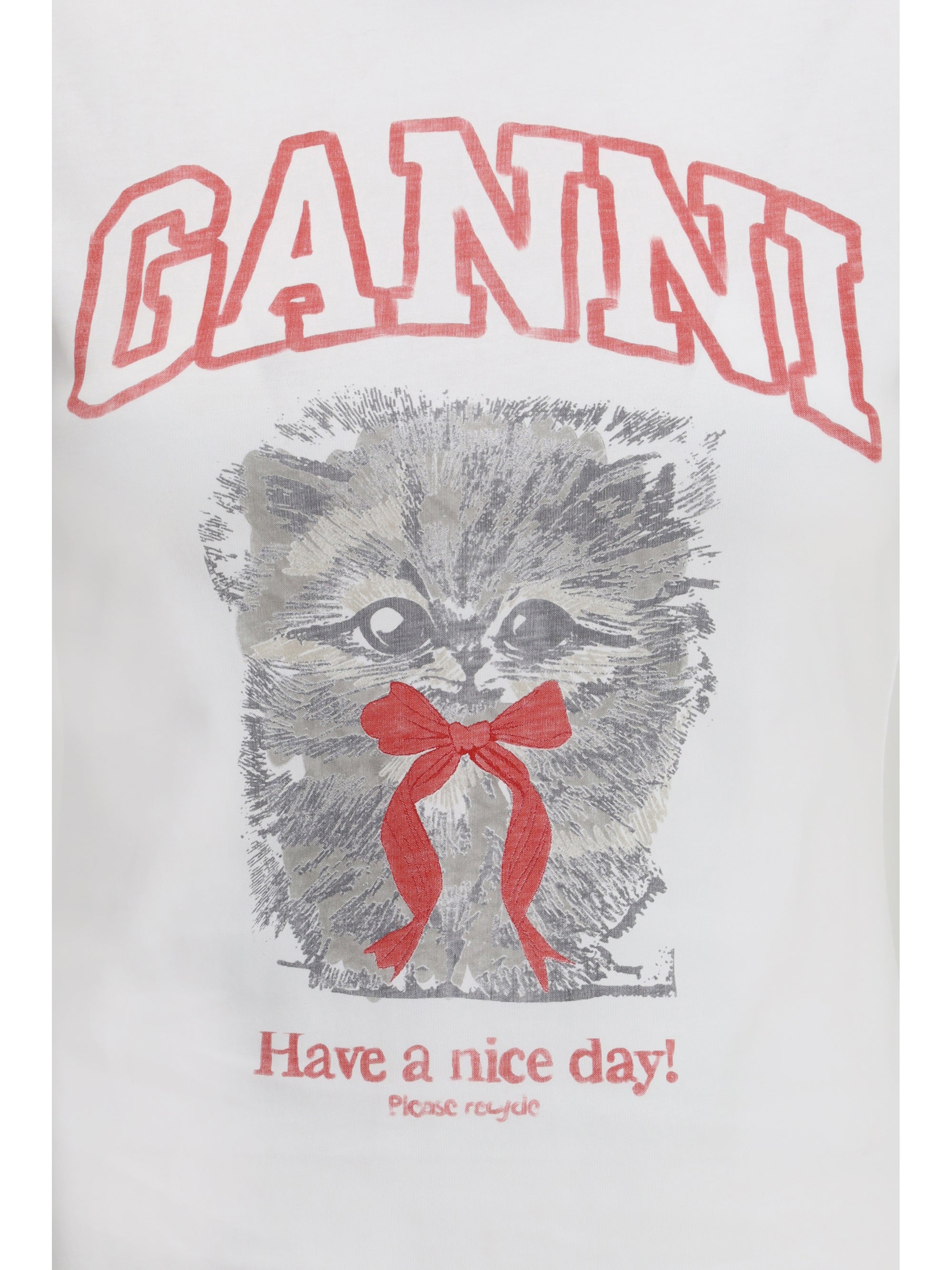 GANNI L cropped kitty t-shirt