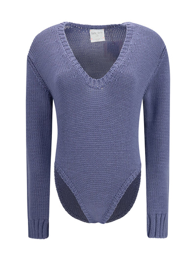cable-knit wool bodysuit