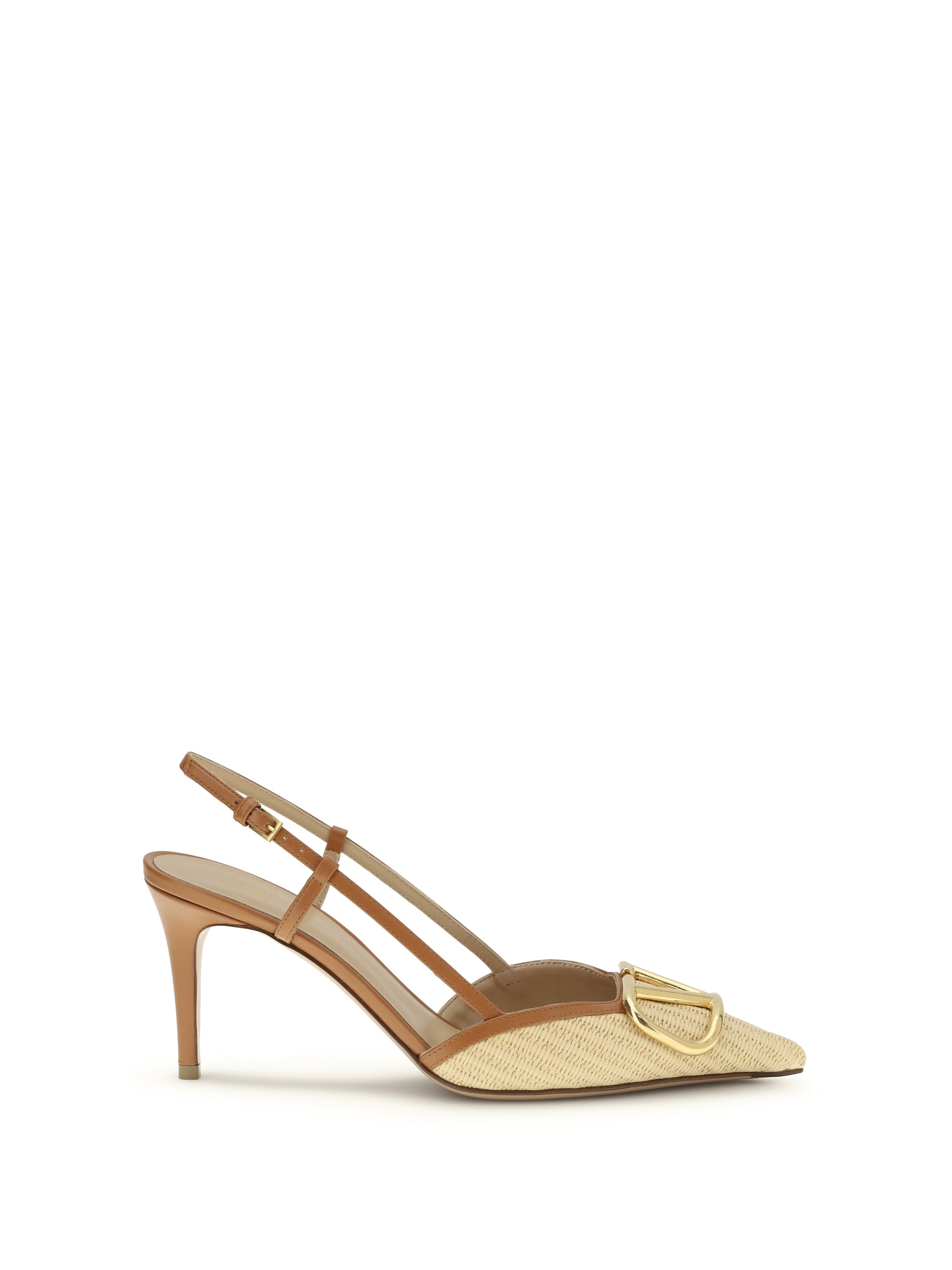 VALENTINO GARAVANI 36 vlogo signature raffia slingback pumps