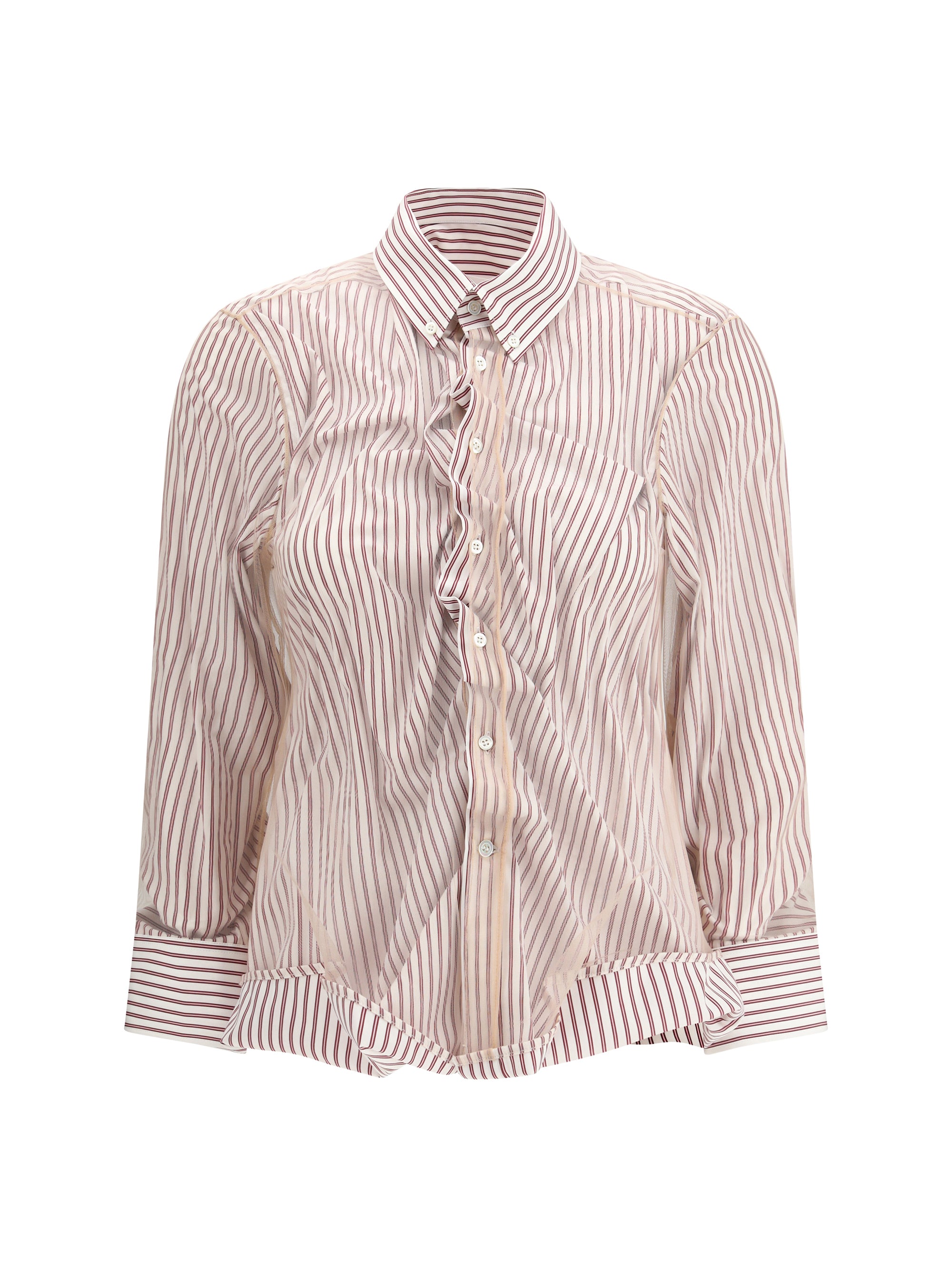 MARGIELA 42 layered tulle striped shirt