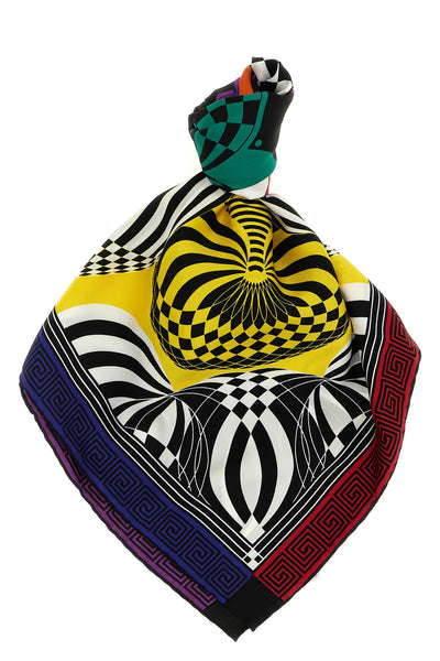 the versace 90x90 silk twill bio theatre print scarf defines the maisons aesthe