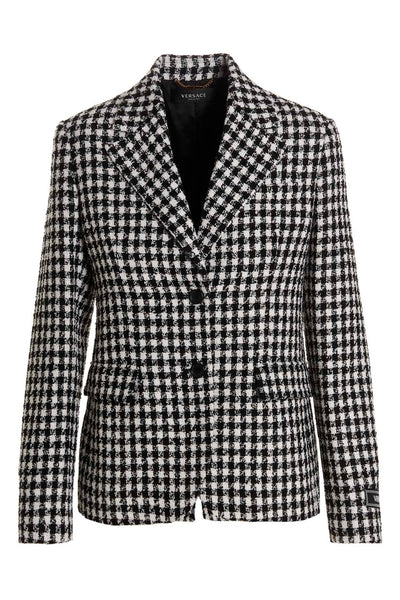single breast tweed wool blazer jacket