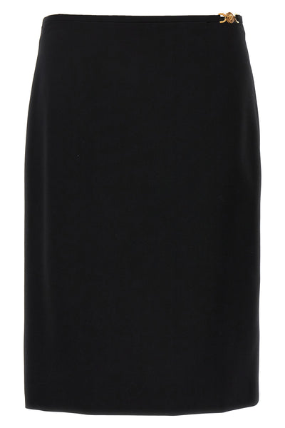 stretch wool midi skirt
