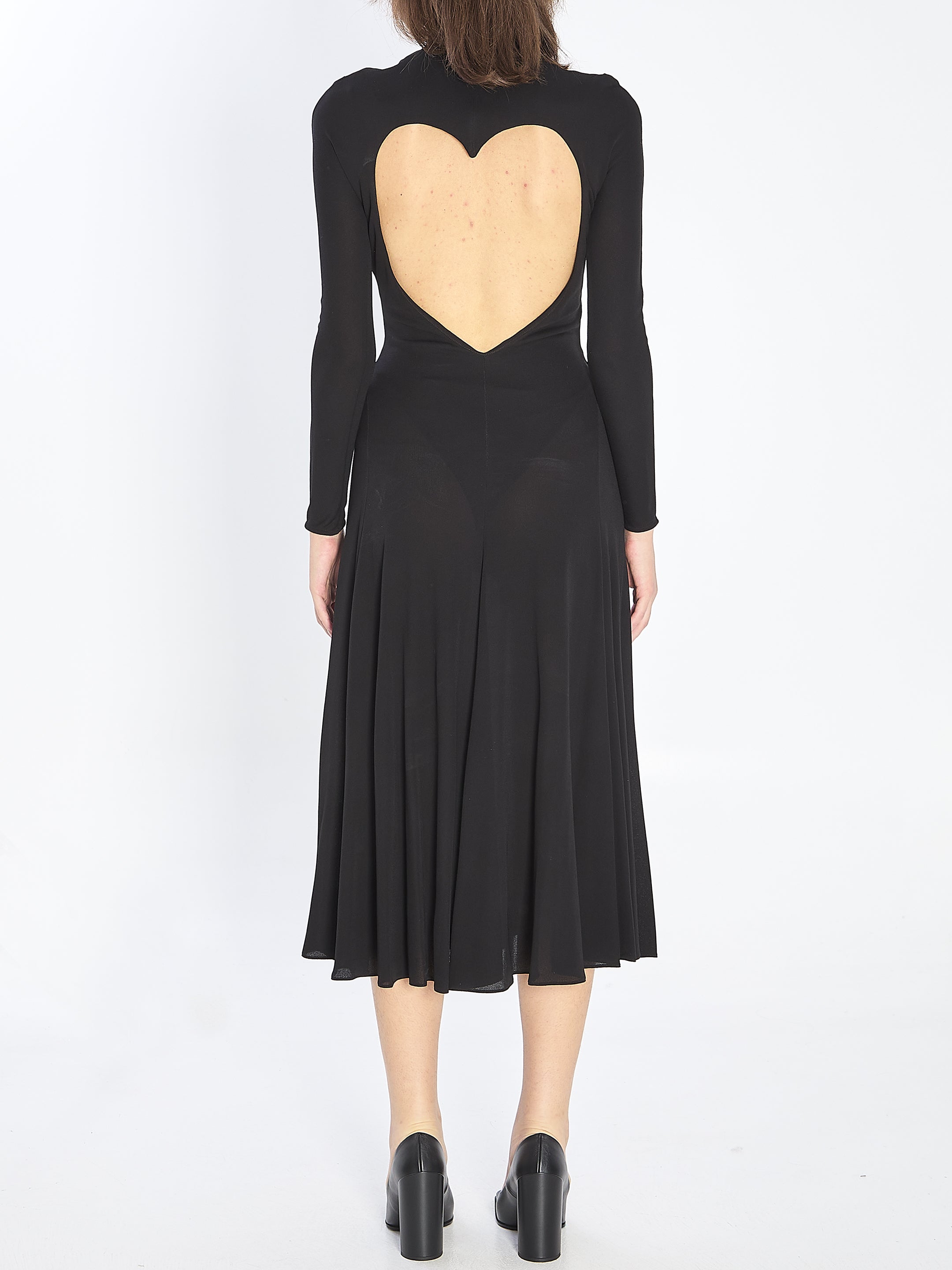 ALAIA 36 fluid jersey dress with heart detail