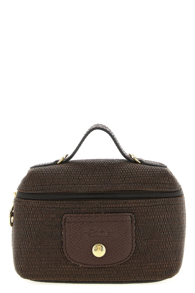 xs le pliage straw-effect canvas crossbody bag
