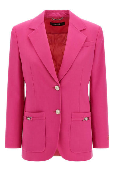 single-breasted stretch wool gabardine blazer