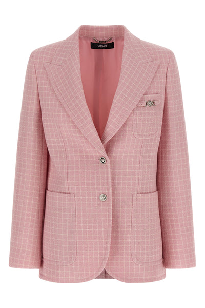 check knit wool crêpe blazer