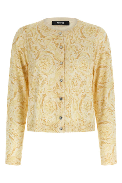 all-over barocco 92 print silk cardigan