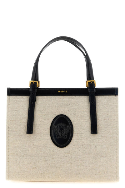 medium rivière shopping bag in linen and cotton canvas