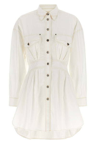 the versace chemisier dress redefines the classic silhouette through precise sar