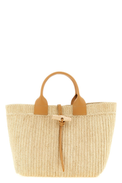 l le roseau shopping bag made from a single hand-woven raffia panel