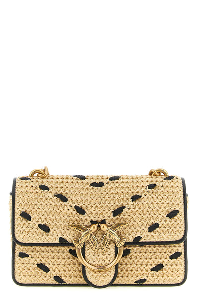 mini love one light woven raffia crossbody bag
