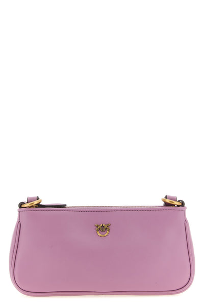 half moon baguette mini shoulder strap in silk hand-held leather