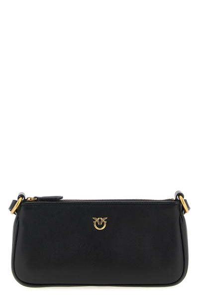 half moon baguette mini shoulder strap in silk hand-held leather