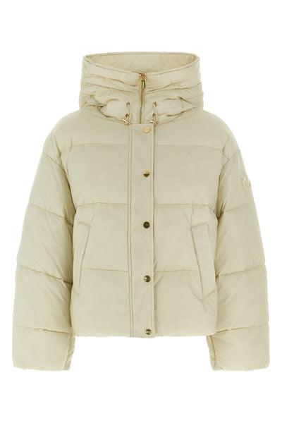 impasto quilted and padded technical canvas down jacket