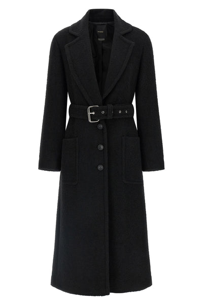 long cerfoglio single-breasted coat in diagonal bouclé wool blend fabric