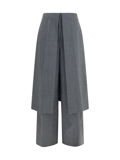tailored pants with draped skirt panel