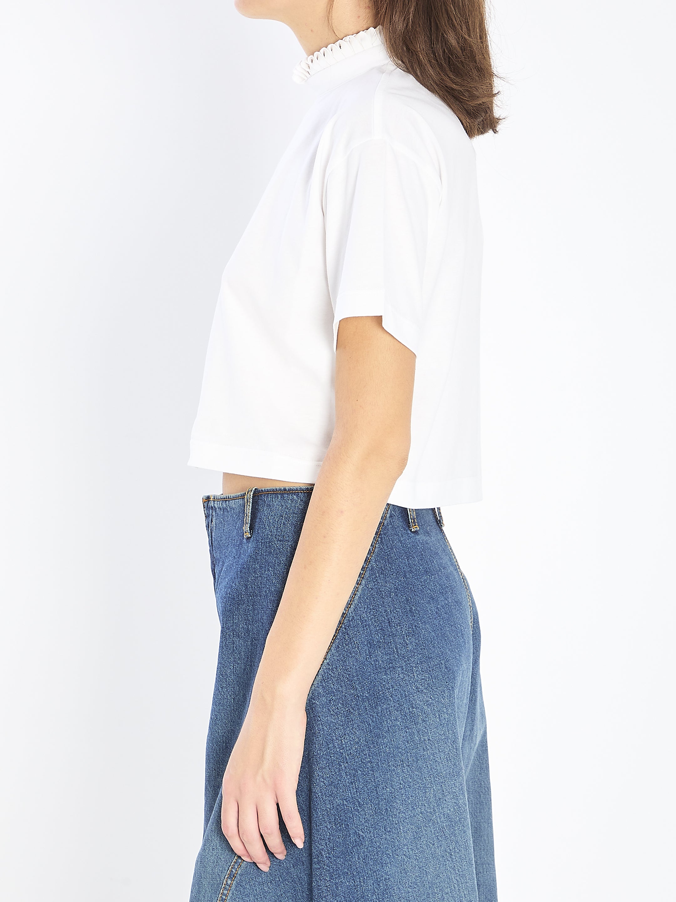 ALAIA 36 cropped t-shirt in cotton jersey