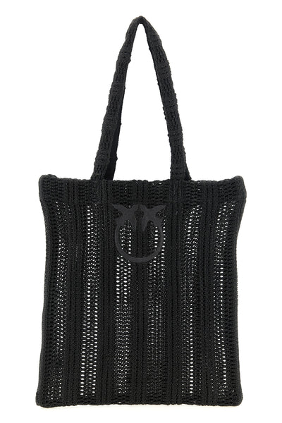 medium easy tote shopping bag in raffia-effect fabric