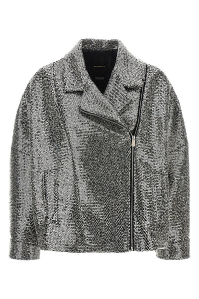 the pinko caban redefines the codes of outerwear through a structured constructi