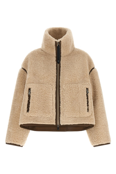 the pinko crop jacket redefines winter volumes through a boxy silhouette