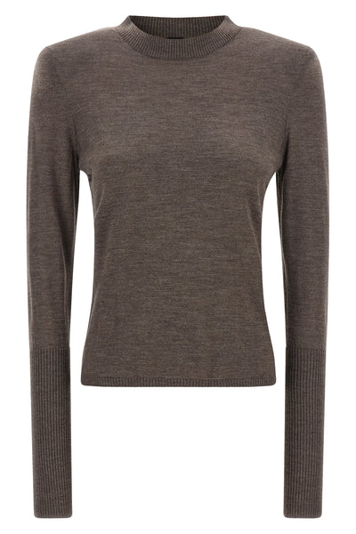 the pinko mesh defines an essential silhouette through a pure merino wool constr
