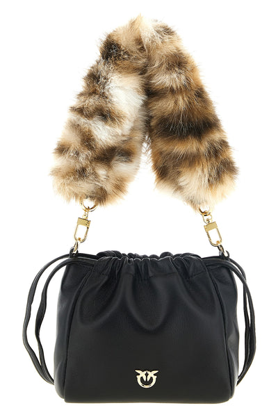 the pinko shoulder bag features a destructured bucket silhouette made of soft na