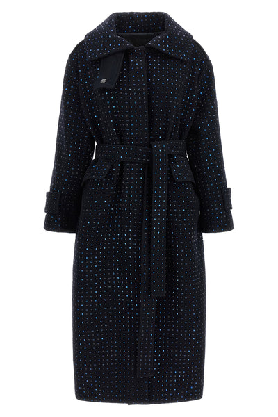 the long pinko peugeot coat redefines the codes of outerwear through a rigorou
